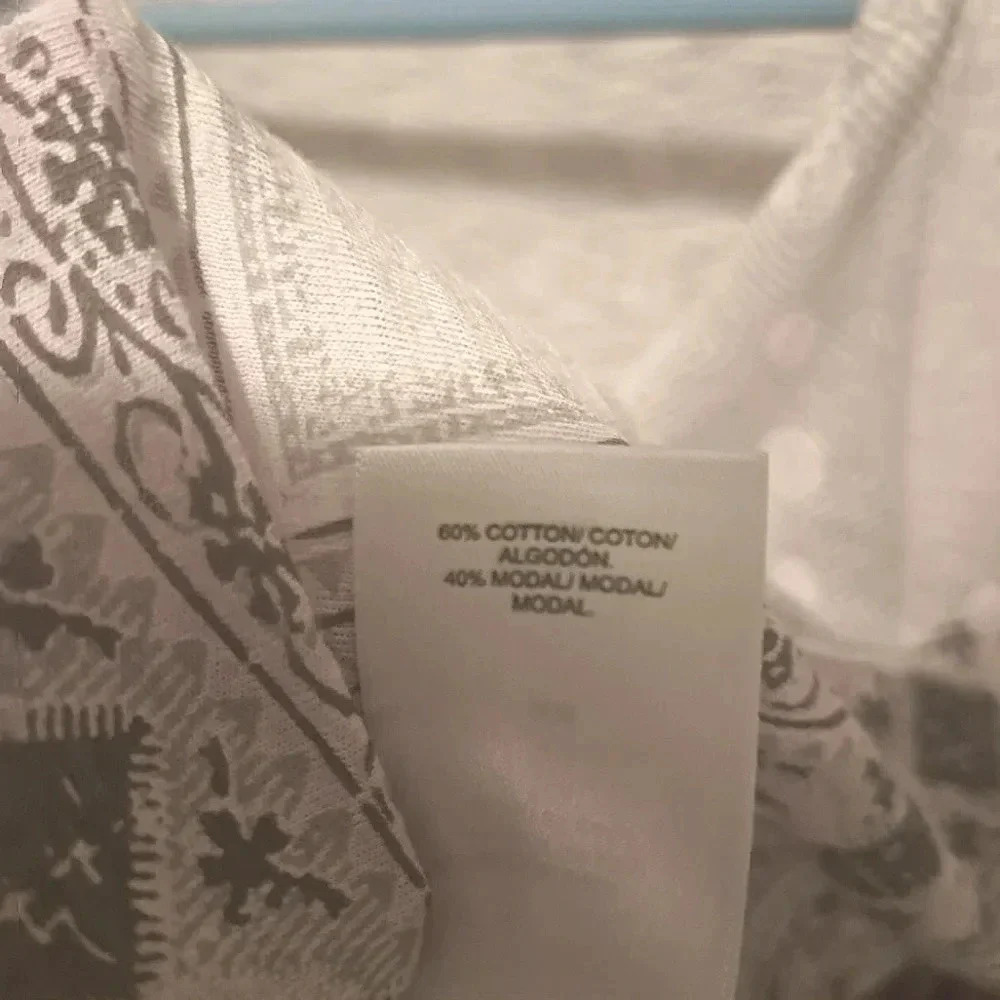 Lucky Brand Light Pink and Grey Printed Split V-Neck Shirt Sz M - Picture 11 of 12